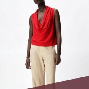 Zara red cowl neck tank, Large